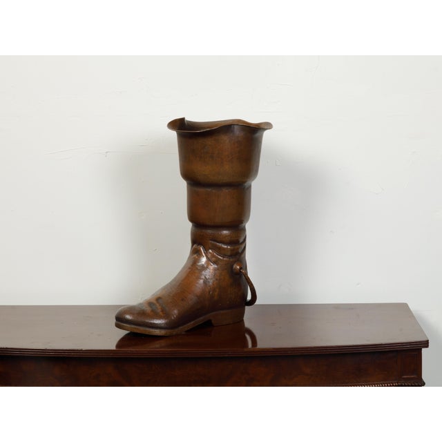 Vintage English Midcentury Copper Umbrella Stand Depicting a Boot For Sale In Atlanta - Image 6 of 12