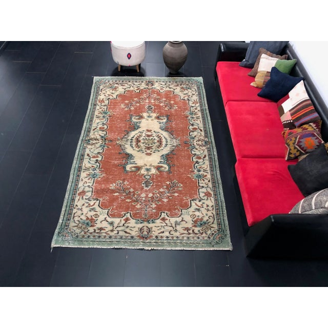 Vintage Distressed Turkish Orange Area Rug For Sale - Image 11 of 11