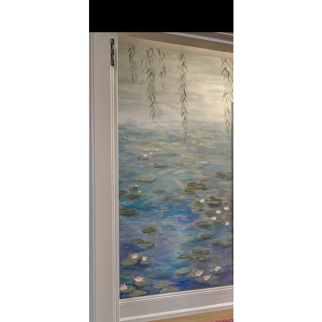 Impressionist Hand Painted Canvas Panel of Monet’s Waterlilies 1 For Sale - Image 3 of 12