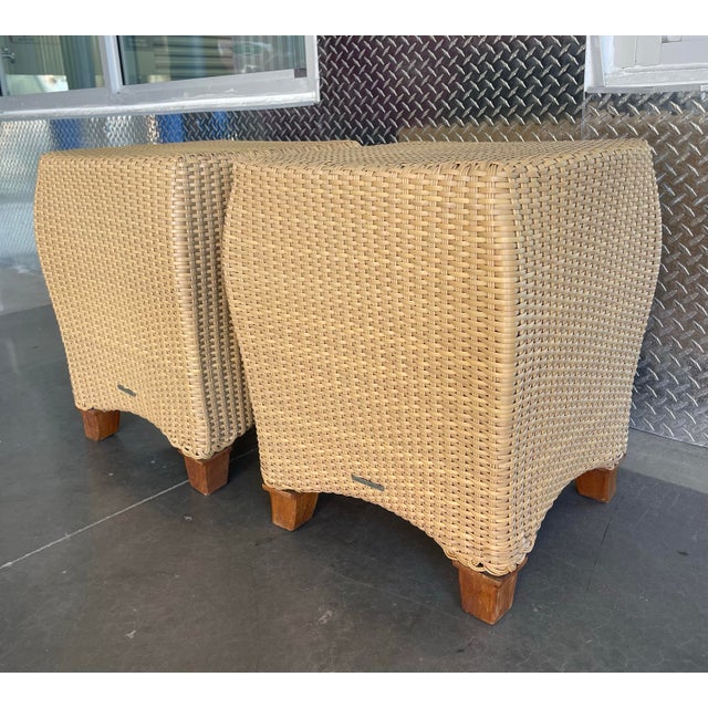 Brown Jordan Fusion Side Tables, a Pair, High End Outdoor End Tables, Patio Furniture, Resin Weave For Sale In Naples, FL - Image 6 of 10