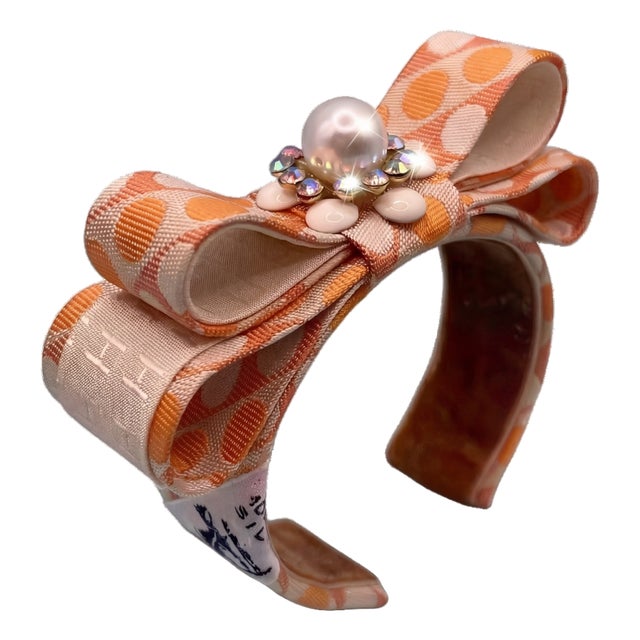 Hermes Dot Vintage Silk Necktie Cuff Bracelet For Sale