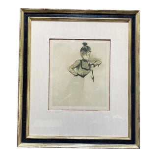 Edgar Chahinr Signed Portrait of Lady Framed Art For Sale
