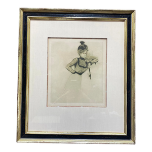 Edgar Chahinr Signed Portrait of Lady Framed Art