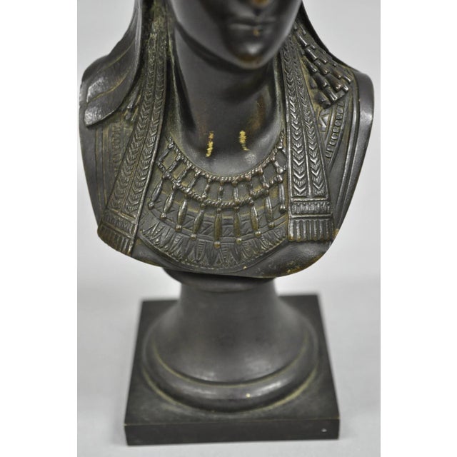 Bronze Late 19th Century Antique Egyptian Revival Small 7" Bronze Grand Tour Bust of a Pharaoh For Sale - Image 8 of 12