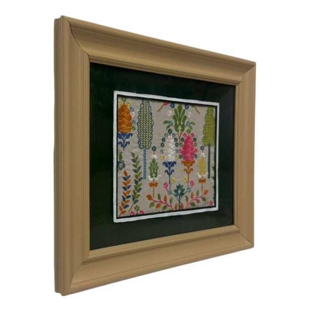 Schumacher Schumacher “Desna Embroidery” Mounted Textile in Lacquered Gallery Frame For Sale - Image 4 of 4