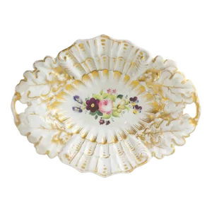 19th Century German Kpm Porcelain Molded Bowl or Dish With Floral Painting