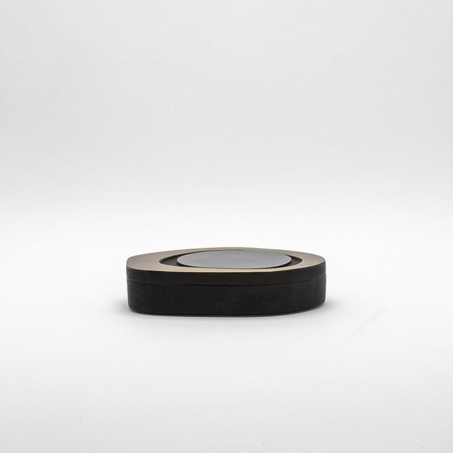 Black Set of 2 Boxes in Black Shagreen With Shell and Bronze Patina Brass Details by R&y Augousti For Sale - Image 8 of 9