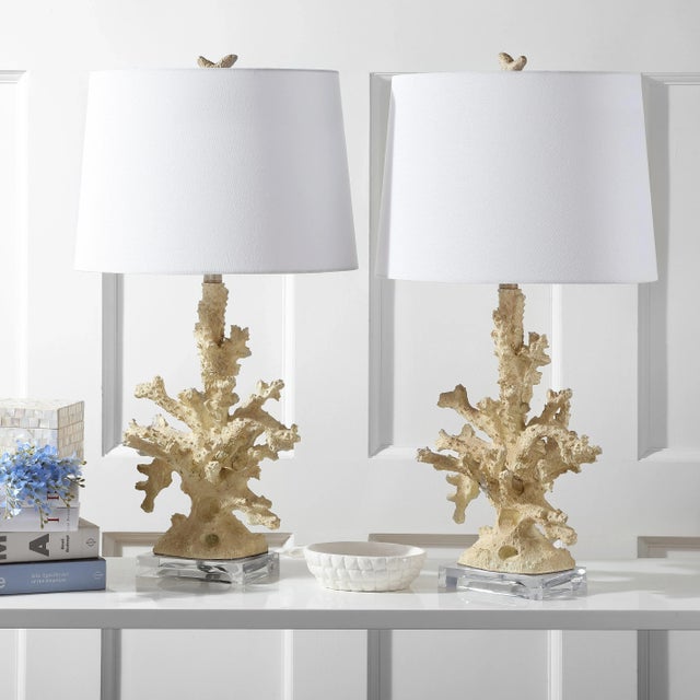 Textile Coral Replica 28.5 Inch H Table Lamp in Cream - a Pair For Sale - Image 7 of 9