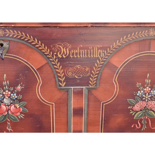 Mid 19th Century Pine Trunk or Blanket Chest in Original Decorative Paint For Sale - Image 11 of 12