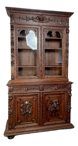 Antique French Normandy Solid Oak Hutch, Early 20th Century