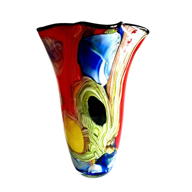 Brilliant Modern Art Glass Vase in Murano Style For Sale - Image 11 of 18
