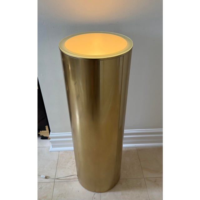 Postmodern Vintage 1980s Postmodern Gold Light Up Pedestal For Sale - Image 3 of 9
