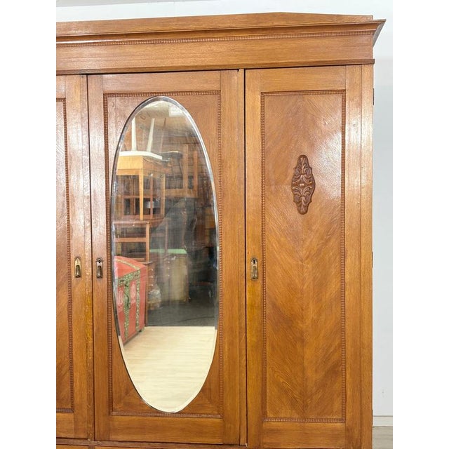 Metal Art Nouveau German Wardrobe in Oak, 1920 For Sale - Image 7 of 13