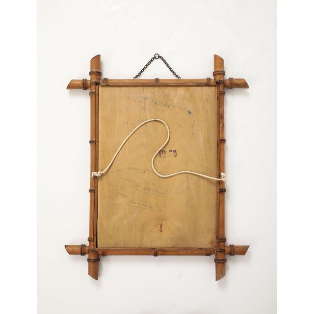 Small Faux Bamboo Carved Frame Mirror, England 1940s For Sale - Image 9 of 9
