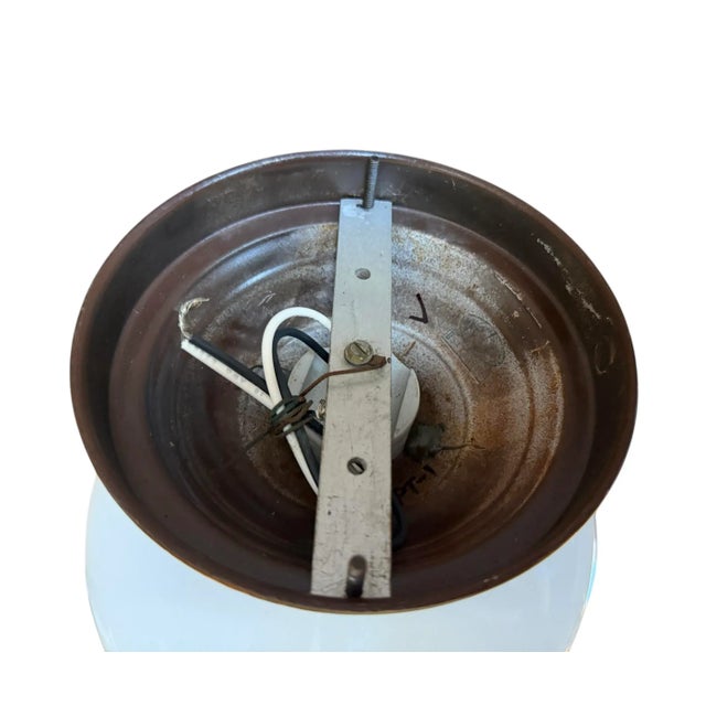 Vintage Schoolhouse Milk Glass Ceiling Light Fixture For Sale - Image 4 of 4