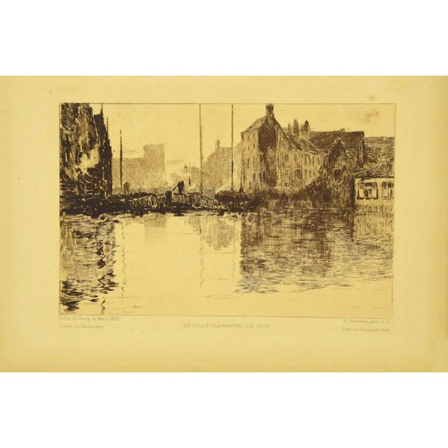 Landscape is an original lithograph on paper realized by Albert Baertsoen in 1892. Titled on the lower center. Signed on...