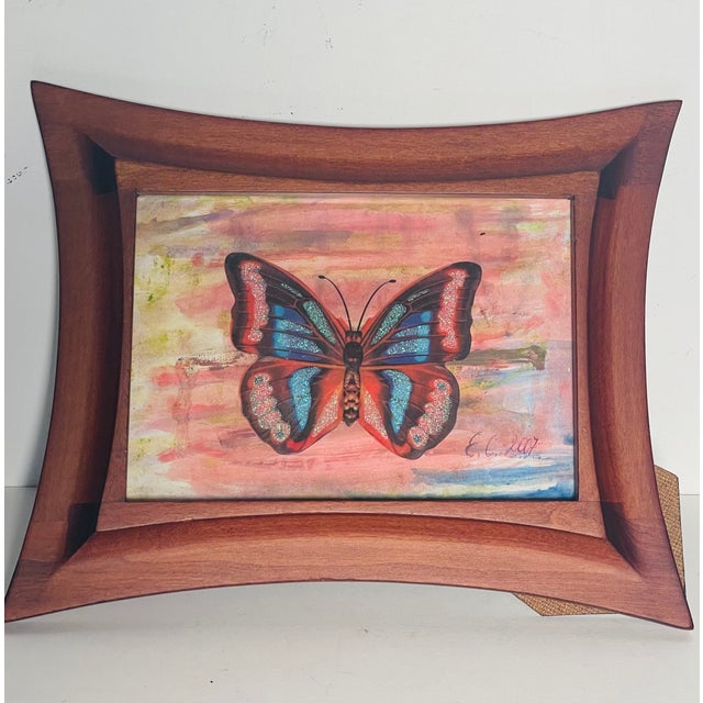 Abstract Collage Red Butterfly in Abstract Painting Framed For Sale - Image 3 of 4