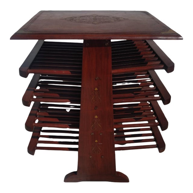 Late 20th Century Edward Wormley Style Magazine Tree With Brass Inlay For Sale