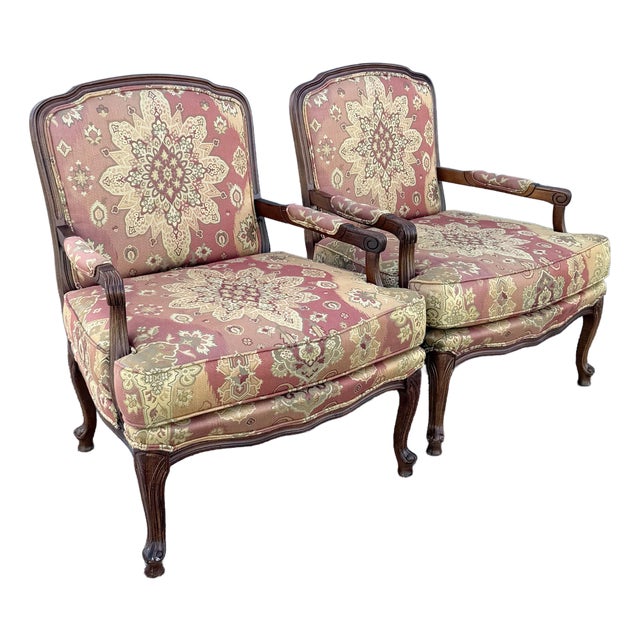 Vintage French Provincial Lounge Chairs by Woodmark - A Pair For Sale
