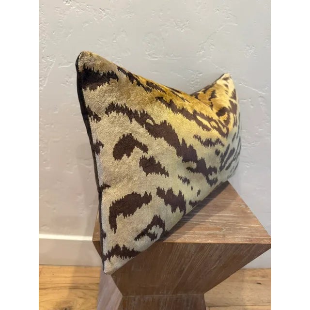 2020s The House of Scalamandré Tigre Silk/Indus Lumbar Pillow, Ivory, Gold & Black For Sale - Image 5 of 7