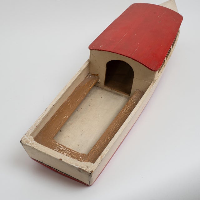 Early 19th Century Hand-Painted Pond Boat Model, Nautical Construction For Sale - Image 14 of 15