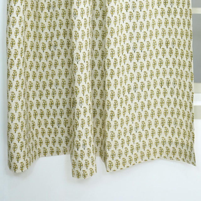 Block Print Natural Linen Curtain for Bohemian Home Décor Size 54"Wx89"L-Lil Paisley For Sale - Image 6 of 7