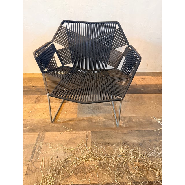 Contemporary Pair of Contempoary Patio Lounge Chairs - Black and Brown for Indoor/Outdoor For Sale - Image 3 of 4