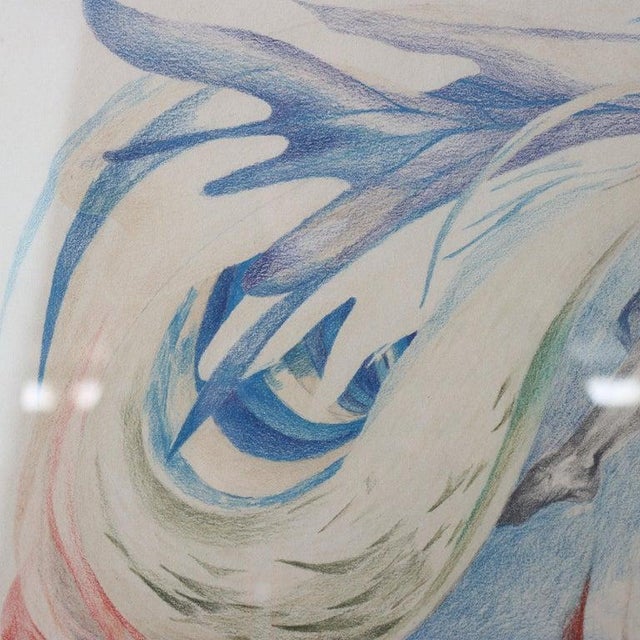 Blue Vintage Surrealist Colored Pencil Drawing “The Annunciation" by Guenther C1966 For Sale - Image 8 of 10