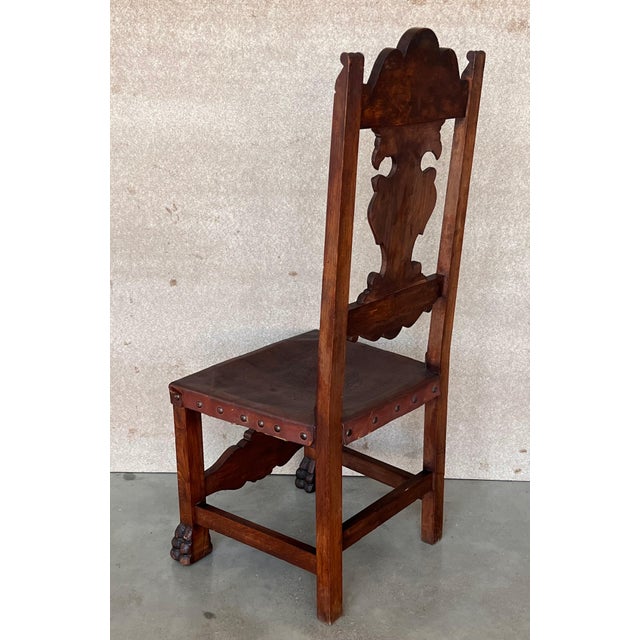 Late 19th Century 19th Century Set of Four French Carved Walnut Turned Wood Chairs with Claw Feet For Sale - Image 5 of 18