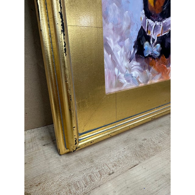 Black Original Dachshund Puppy Oil Painting on Board, 11” X 14”, Signed Paco C For Sale - Image 8 of 11