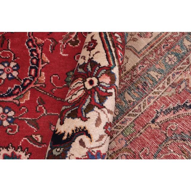 Beige Shabby Chic Persian Tabriz Red/Beige Wool Rug - 8'10'' X 11'10'' For Sale - Image 8 of 10