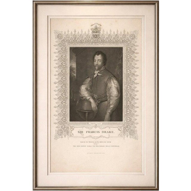 Antique Portrait of Sir Francis Drake Tallis, 1850 For Sale