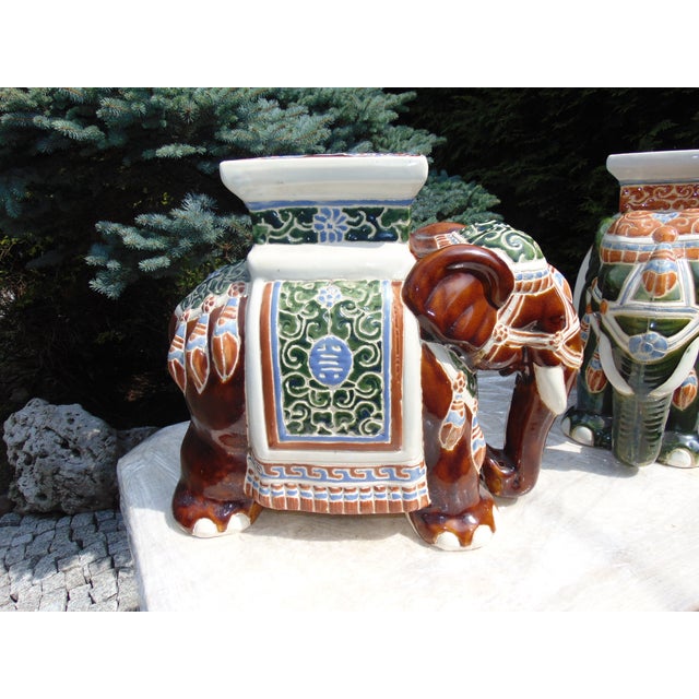 Ceramic Elephant Flower Bed, 1970-1980s price for 2 pieces, dimensions: height 44 cm, width 54 cm, depth 21 cm.