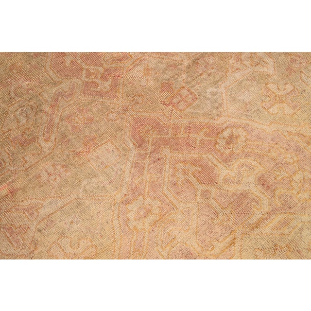 Tan Antique Turkish Oushak Handmade Allover Designed Oversize Wool Rug For Sale - Image 11 of 13