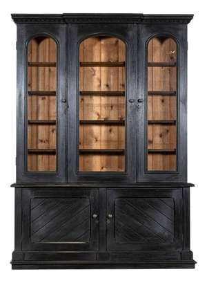 Large 19th Century English Ebonised Oak Glazed Bookcase, 1880s