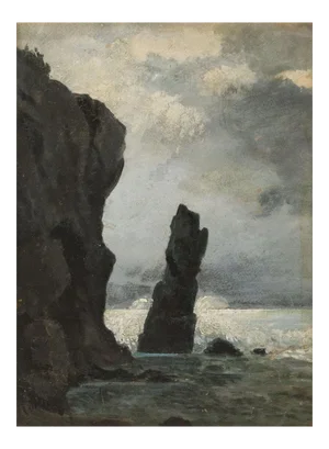 Faraglioni in Capri - Original Oil on Table by M. Roeder - Early 20th Century Early 20th Century
