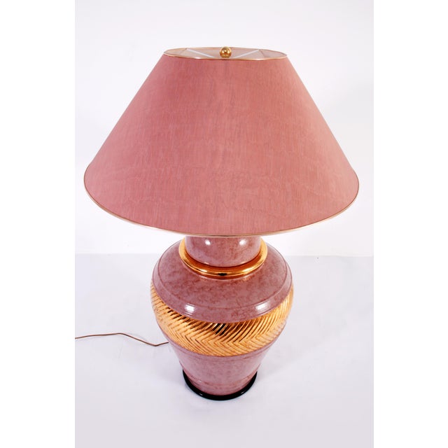 1970s Large Vintage Italian Porcelain Lamp with Gold Detail, 1970s For Sale - Image 5 of 18
