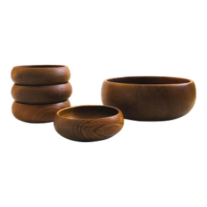 Teak Salad Bowl Set - 1 Large, 4 Small
