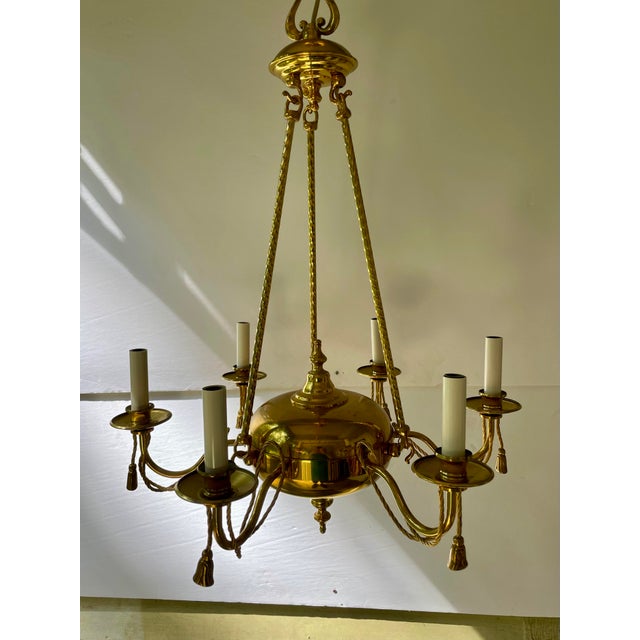 Brass Tassel Chandelier For Sale - Image 10 of 10