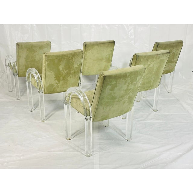 Set of 6 Charles Hollis Jones Lucite Waterfall Dining Chairs, Signed 1974 For Sale In Los Angeles - Image 6 of 18