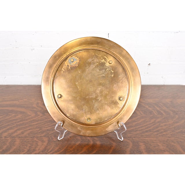 Metal Louis Comfort Tiffany Furnaces Favrile Bronze Doré and Enamel Charger Plate or Serving Tray For Sale - Image 7 of 10