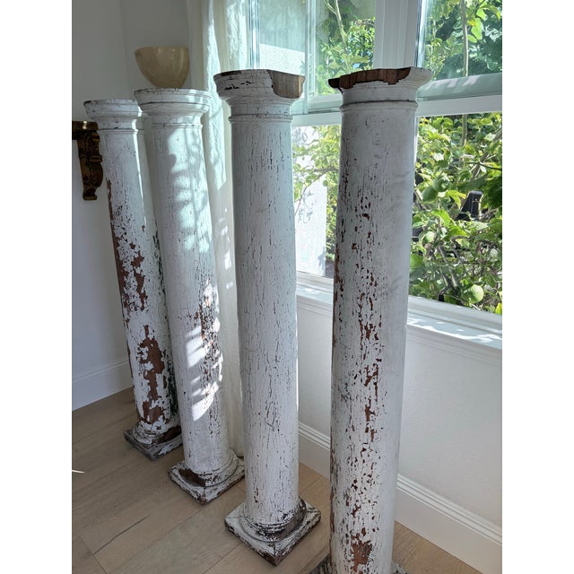 Set of 4 Vintage Solid Wood Architectural Columns 62” For Sale - Image 10 of 12