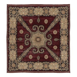 Vintage Persian Tabriz Rug, Burgundy With Rare Floral Medallion - Rug & Kilim For Sale