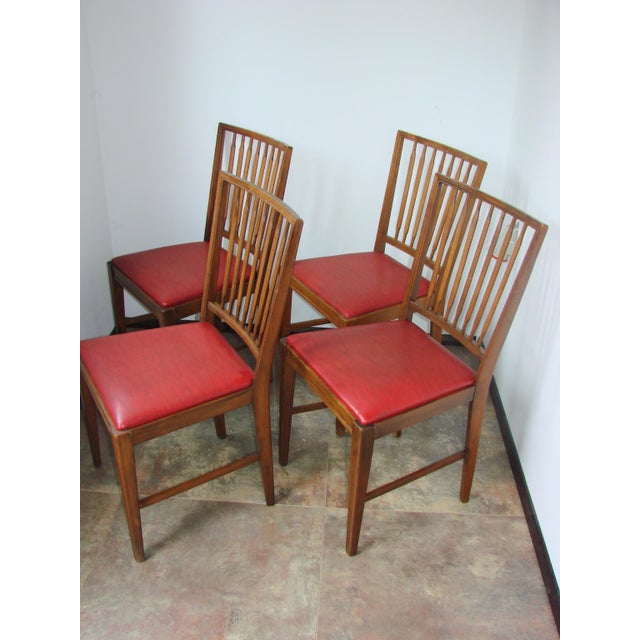 Vintage Chairs in Oak and Eco-Leather, 1960s, Set of 4, in Very Good conditions. Designed 1960 to 1969