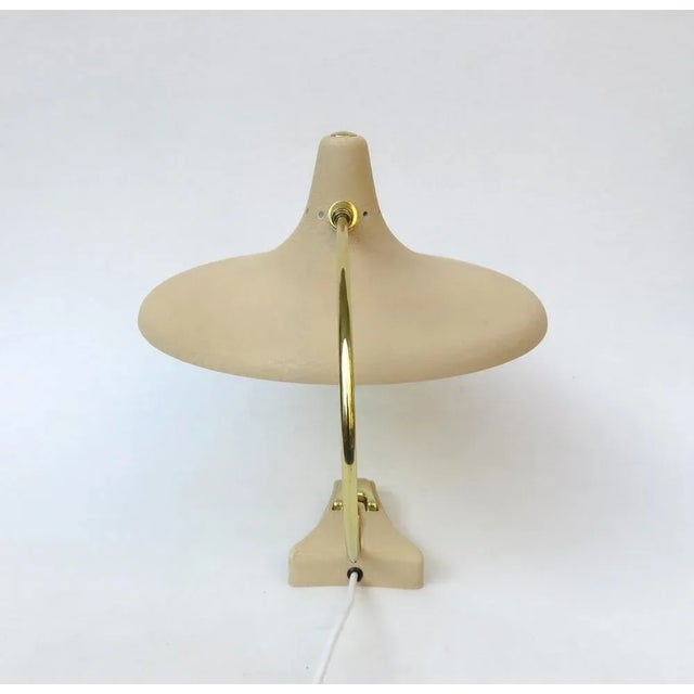 Gold Witch's Hat Table Lamp in Brass with Dark Beige Shrink Varnish, Germany, 1950s For Sale - Image 8 of 18
