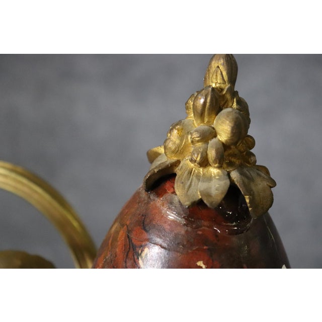 Late 19th Century 19th C Pair Palace Sized Rouge Marble and Bronze Mounted Cassolettes Urns For Sale - Image 5 of 16