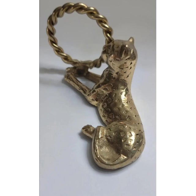 Art Deco Vintage Ornate Brass Reclining Jaguar Dinner Napkin Holders ~ Set of 12 For Sale - Image 3 of 8