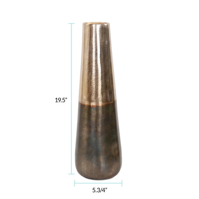 Metal Golden Ore Torpedo Shape Vase For Sale - Image 7 of 9