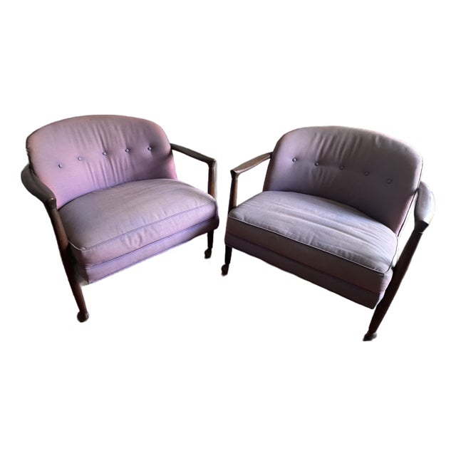Danish Modern Walnut “Barrel” Lounge Chairs by Finn Andersen for Selig For Sale