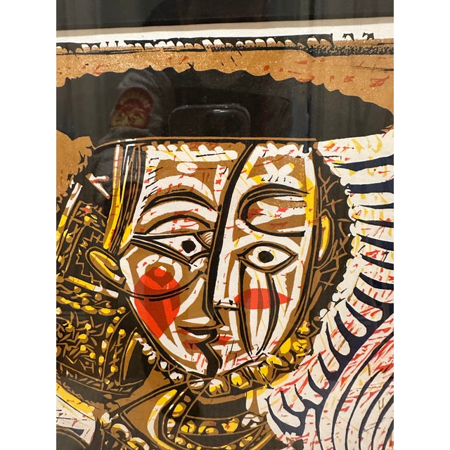 Late 20th Century Cubist-Style Color Lithograph Depicting a Queen, Circa 1975–1990. For Sale - Image 9 of 10